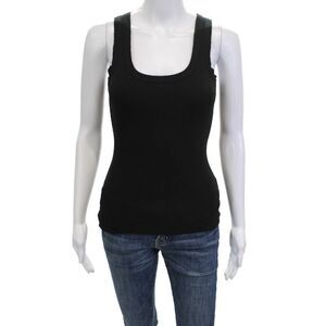 Crown Jewel Womens Black Square Neck Basic Tank Size S